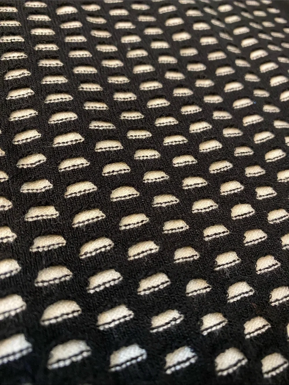 Ann Taylor Black and Ivory Perforated Knit Knee Length Skirt Large